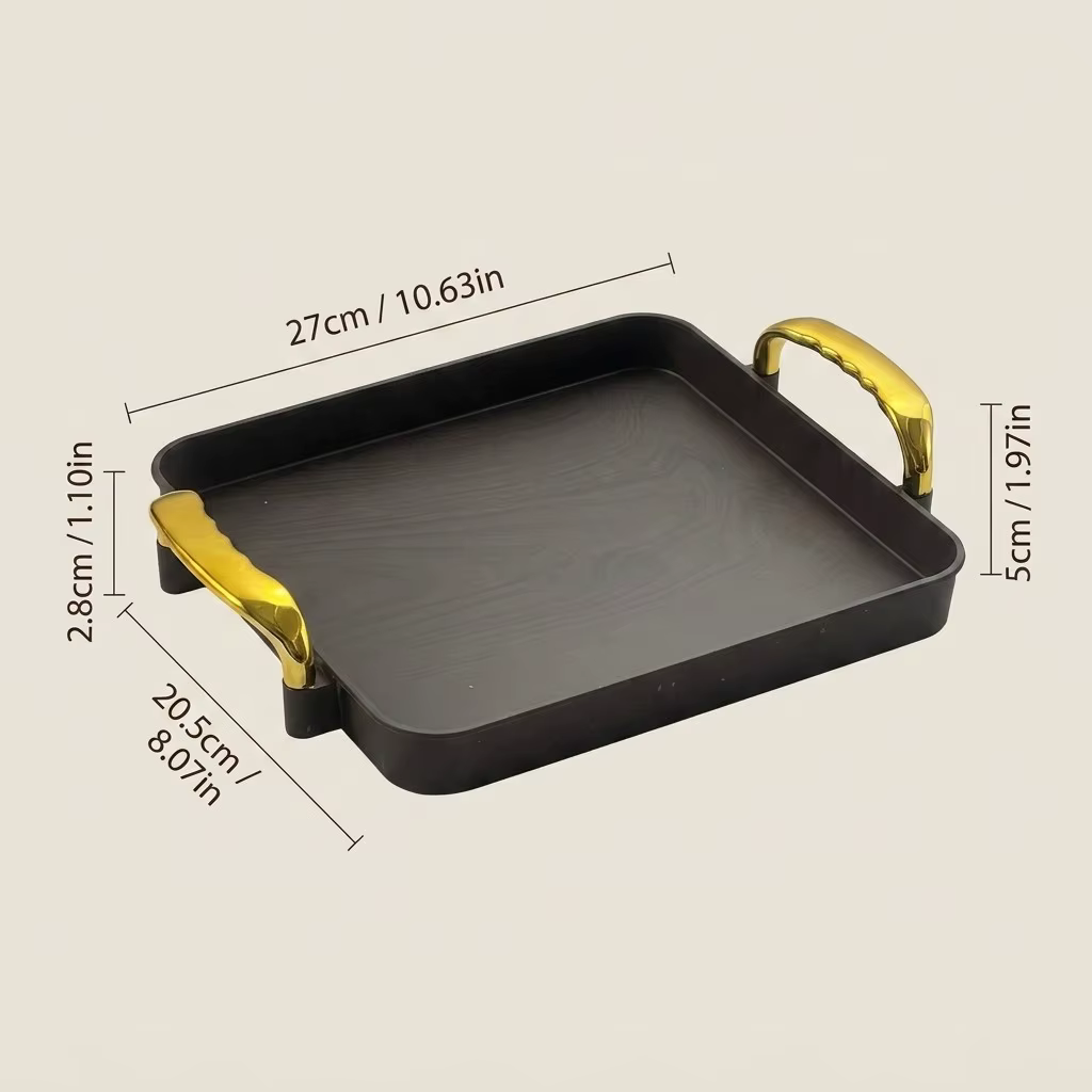 Plateau de service rectangulaire empilable en plastique avec poignées, plateau décoratif pour café, 