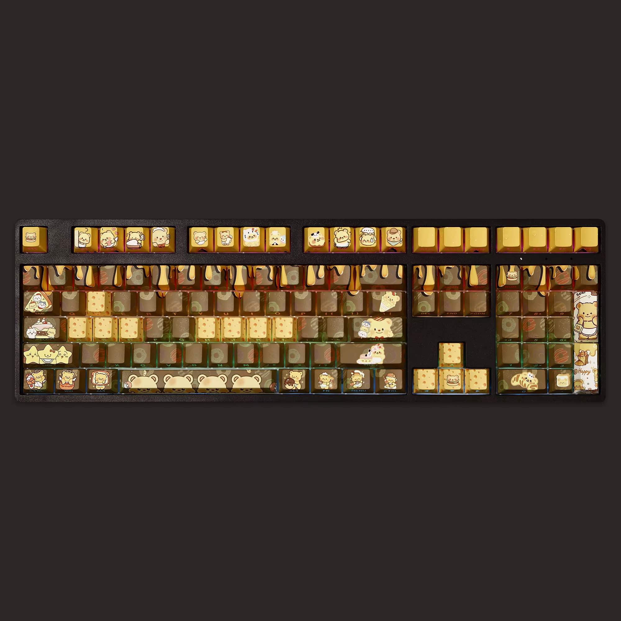 108 touches ours au beurre dessin animé mignon personnalisé PBT bricolage sous-lit imprimé rétro-écl