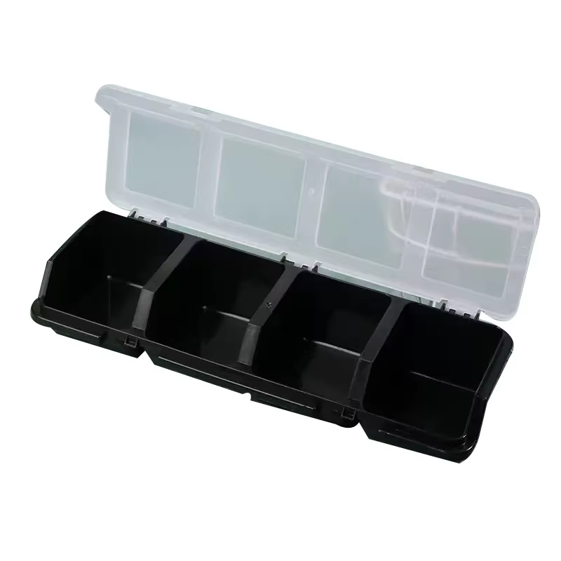 Boîte de rangement à vis à 4 compartiments avec couvercle, empilable, en plastique, pour petites piè