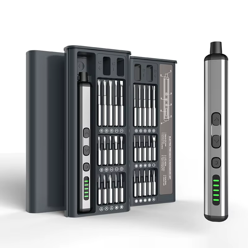 Jeu de tournevis électriques, Kit d'outils électriques de précision rechargeables avec lumière LED 3