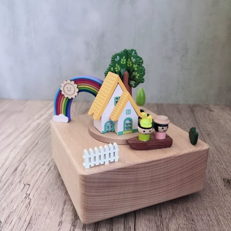 Boîte à musique Rainbow Town, cadeau d'anniversaire, souvenir de mariage, souvenir de la Saint-Valen