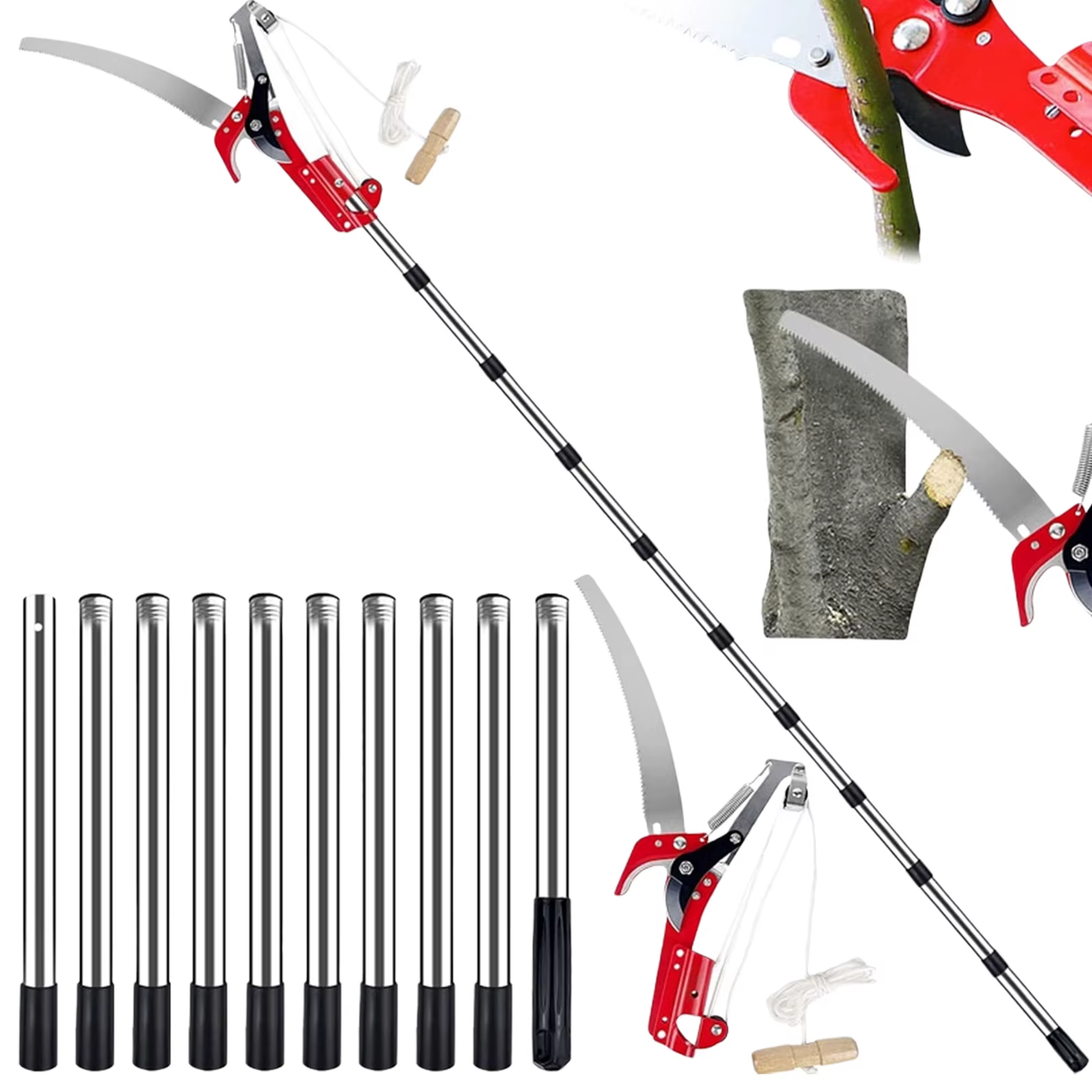 Sécateur professionnel de 13 pieds avec manche télescopique, outil de taille pour plantes, haies et 