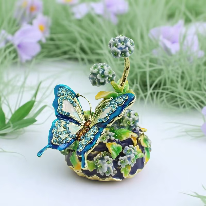 Boîte à fleurs papillon creuse peinte à la main en émail de 5cm, 1 pièce, décoration pour le rangeme