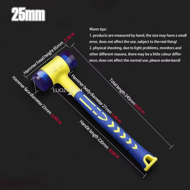 Marteau de pose double face en caoutchouc 25-45 mm avec tête détachable pour carrelage, portes, fenê