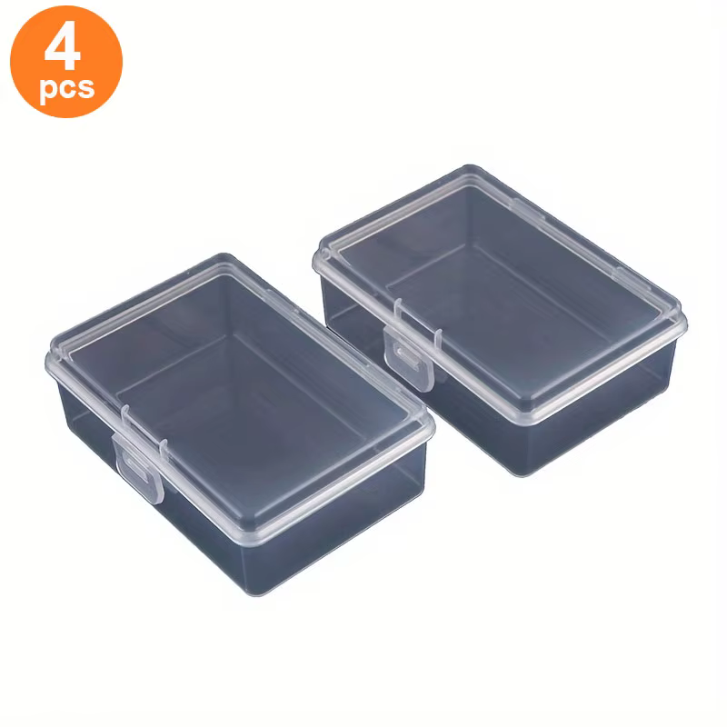 4 boîtes en plastique avec couvercles, transparentes et visibles, faciles à ouvrir et à fermer, adap