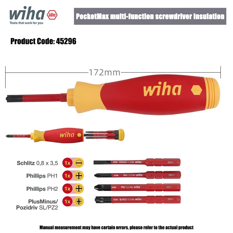 Jeu de tournevis multifonctionnel Wiha 4-en-1, outil d'isolation électrique 1000V, embout de tournev