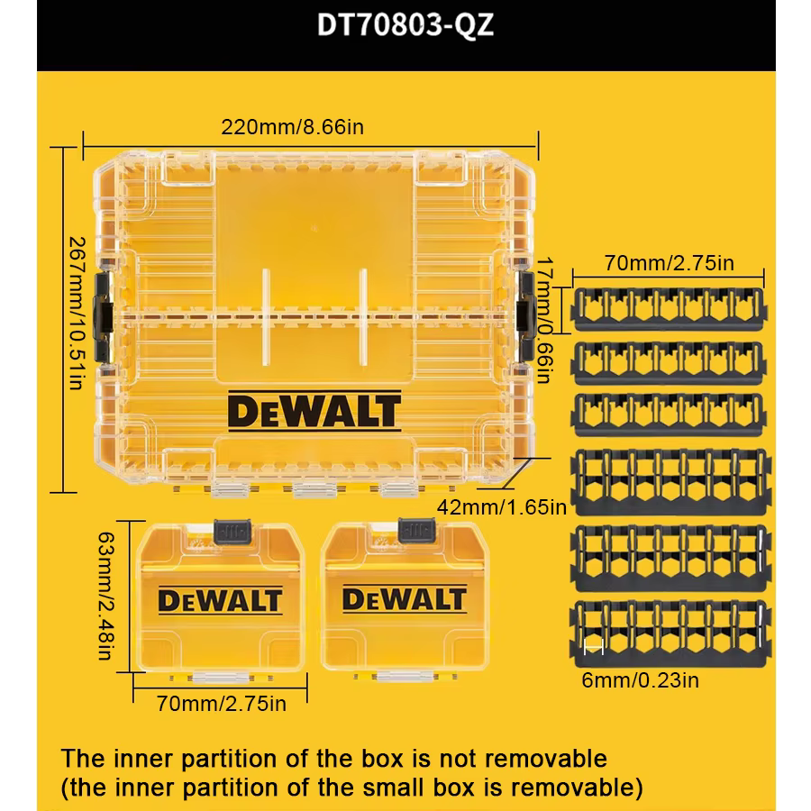 Dewalt DT70803 organisateur de petites pièces/boîte de rangement de pièces diviseurs amovibles avec 