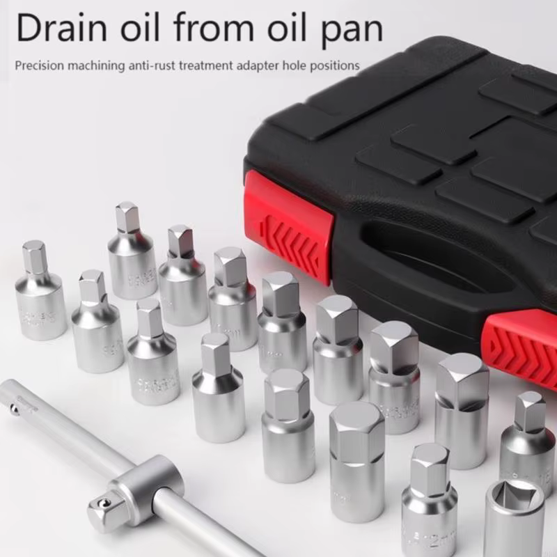 P9FB ensemble d'outils mécaniques robustes 18 pièces, boîte rangement conception ergonomique à douil