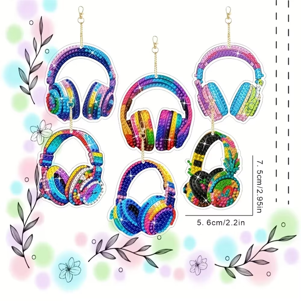 6 porte-clés de peinture diamant à faire soi-même par ensemble-thème animal, adapté aux débutants, f