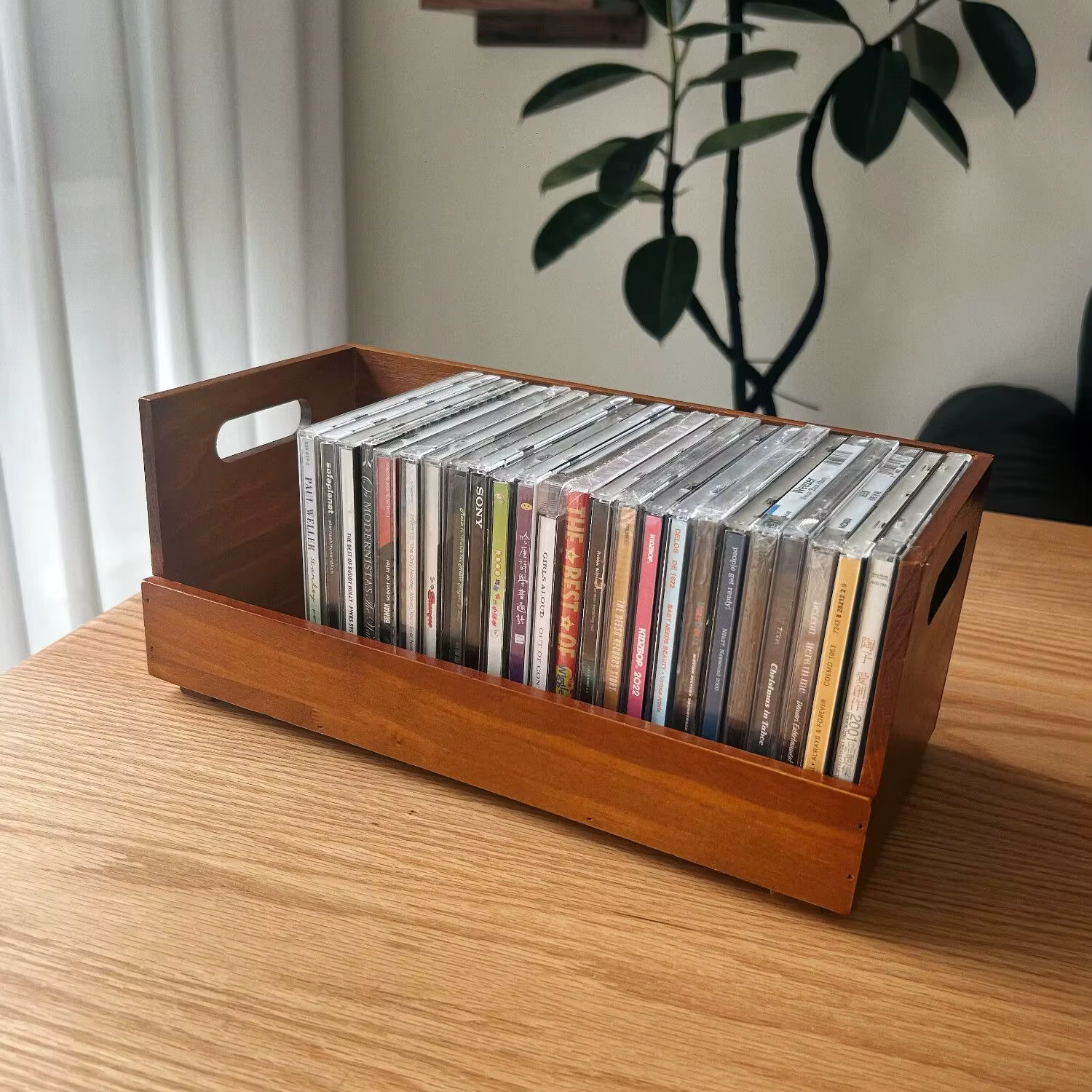 Support pour CD, jusqu'à 30 boîtes, boîte de rangement en bois pour CD, présentoir pour CD, boîtes p