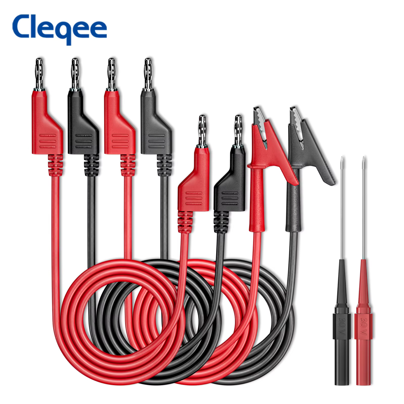 Cleqee CKT008 Kit de fils de Test pinces crocodile câble électrique fiche banane 4mm vers fiche bana