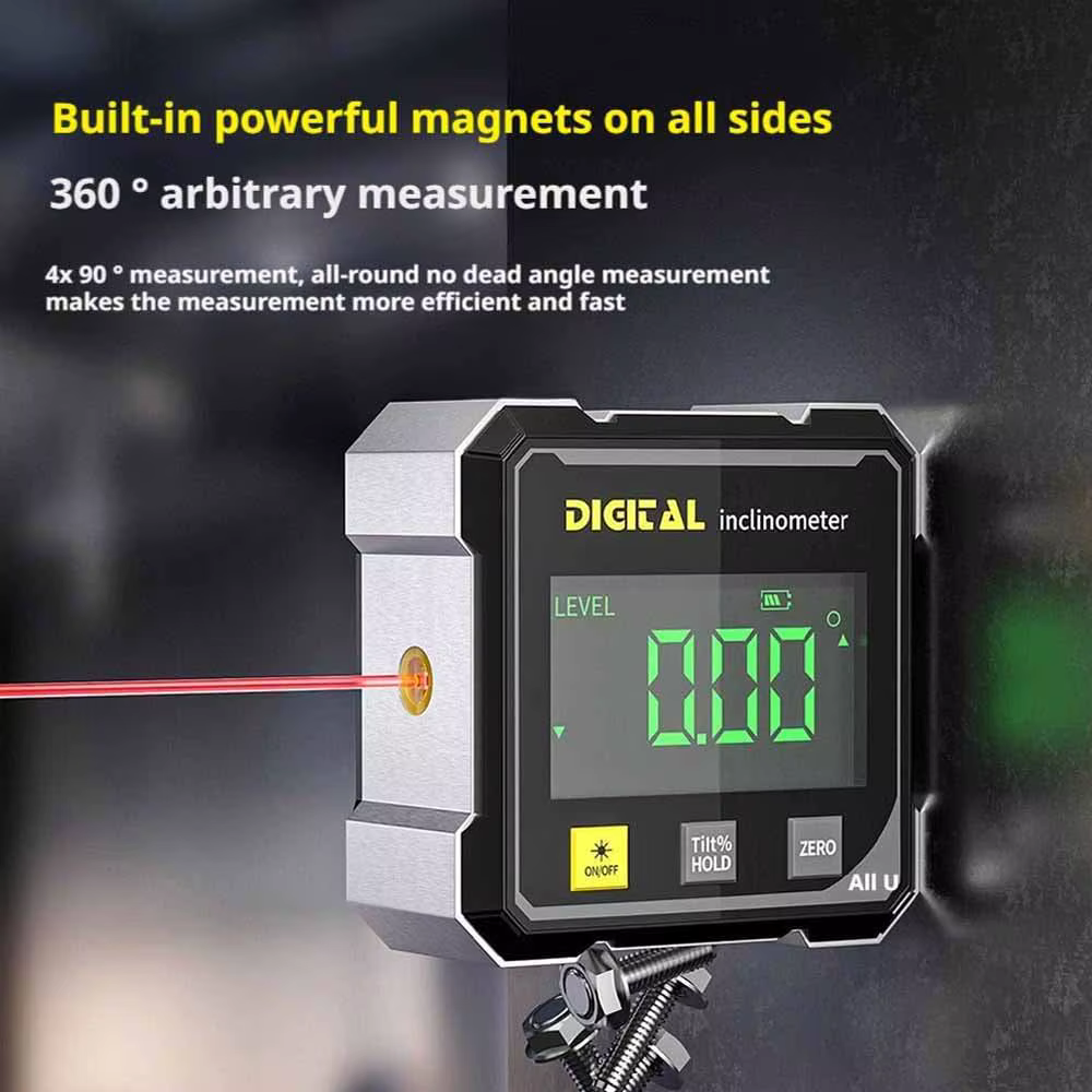 Jauge d'angle numérique magnétique à 4 côtés, avec rapporteur électronique Laser, horizontaomètre, i