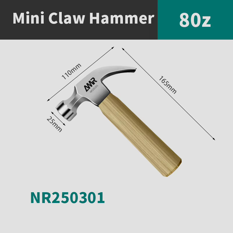 Mini marteau à griffes AMR multifonctionnel pour le travail du bois, manche en bois, absorption des 