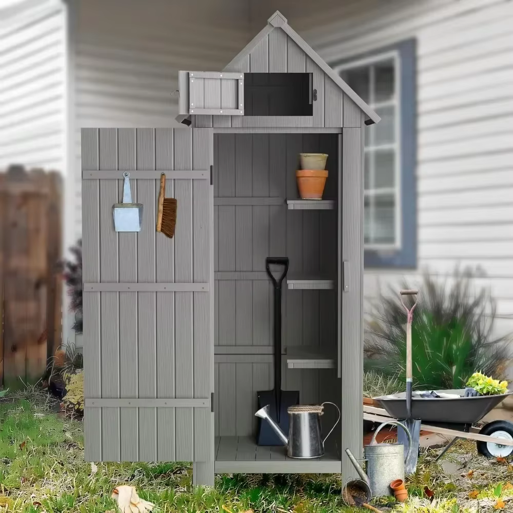 y Abri de rangement extérieur avec sol, 70 pouces de haut, résistant à l'eau, armoire de rangement p