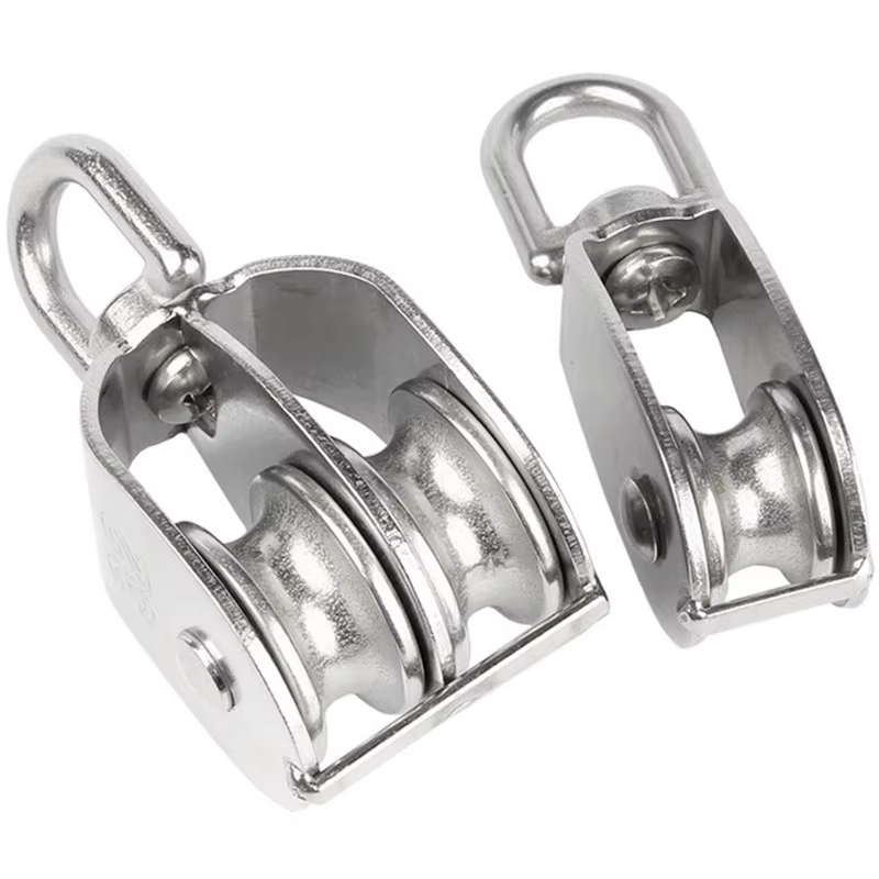 Poulie en acier inoxydable M15/M25 à roue simple/double, ensemble de poulies de levage pivotantes, p