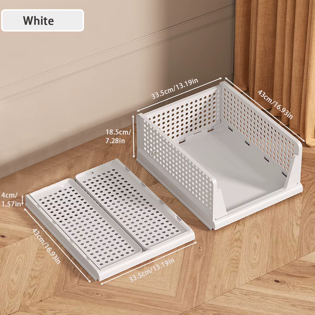 Panier de rangement empilable en plastique, organisateur de placard pliant, boîte de rangement, unit