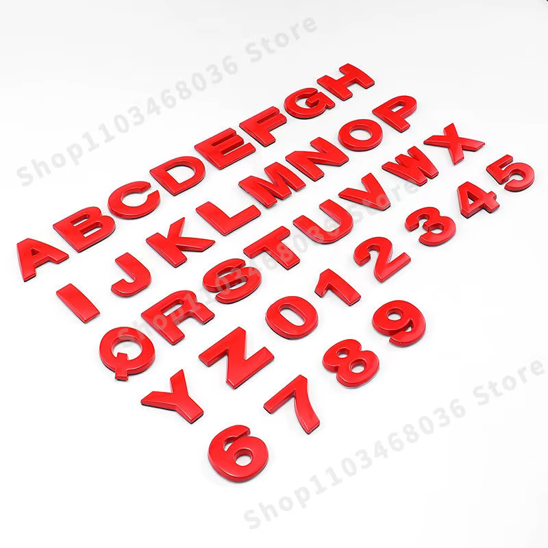 Lettres en métal rouge chiffres bricolage Alphabet Logo voiture emblème Badge autocollant Auto garde