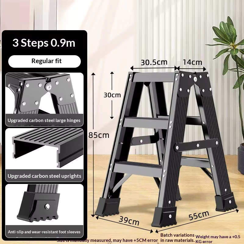 Escabeau pliant robuste à 3 marches en aluminium, escabeau portable pour la maison et la cuisine, st