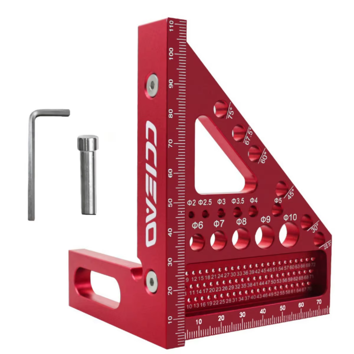 Règle de mesure multi-angle impériale 3D, rapporteur carré de travail du bois en alliage d'aluminium