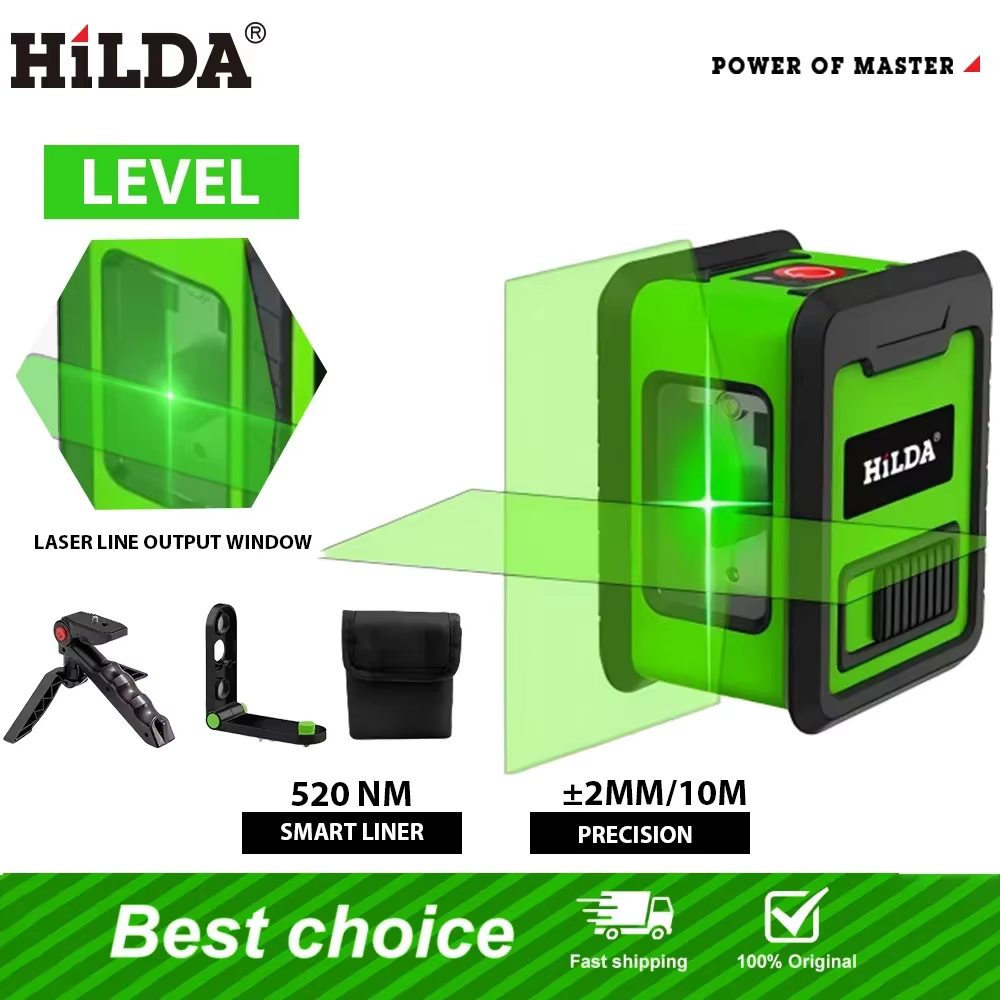 HILDA niveau Laser mètre 2 lignes croix niveau vert Laser niveau Laser à niveau horizontal et vertic