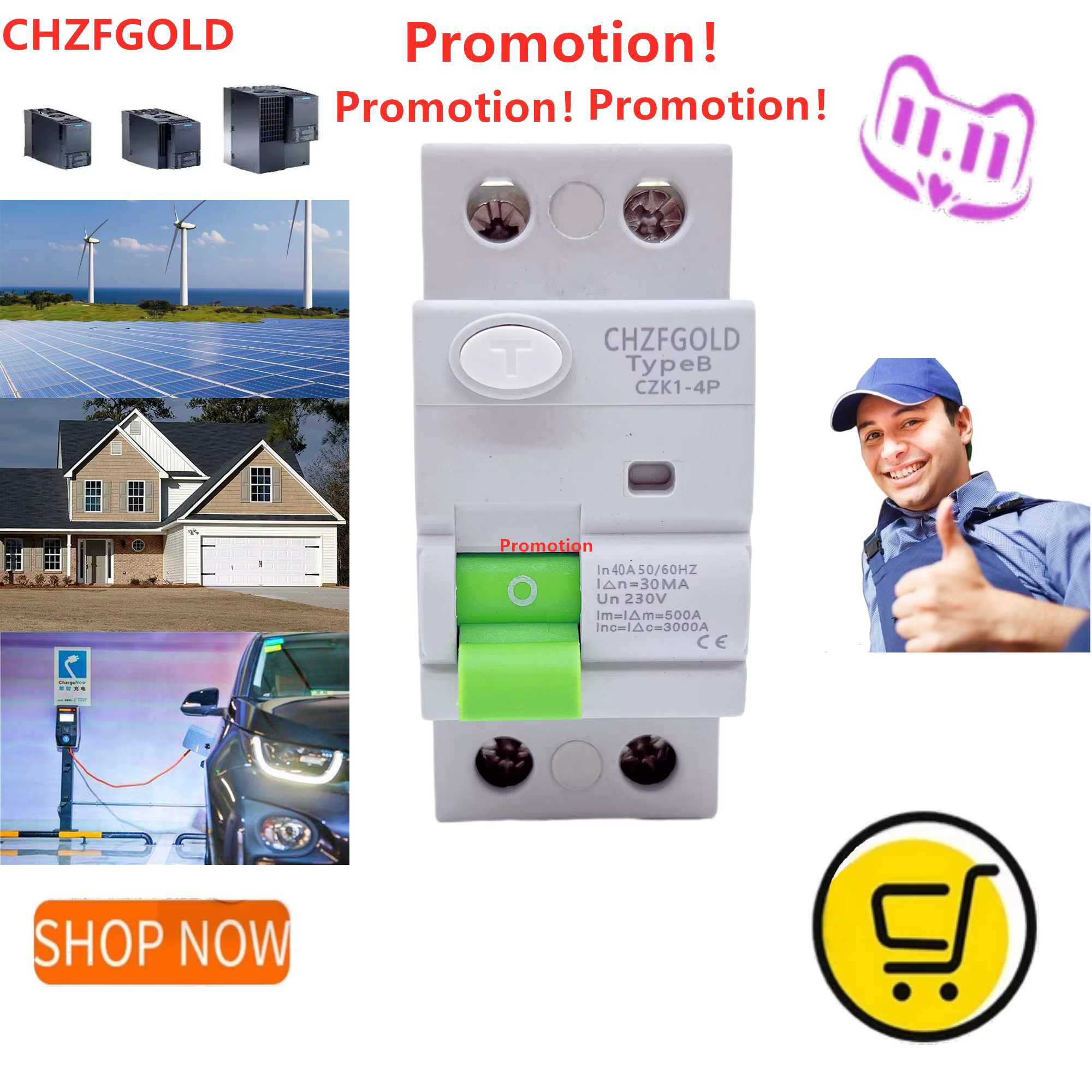 Boîte de Distribution d'onduleur de véhicule électrique, disjoncteur photovoltaïque à courant résidu