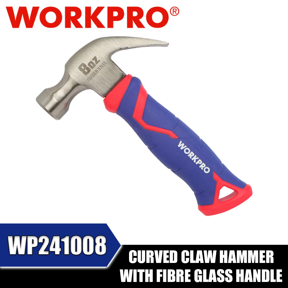 Marteau à griffes courbées WORKPRO WP241008 avec manche en fibre de verre, outils à main