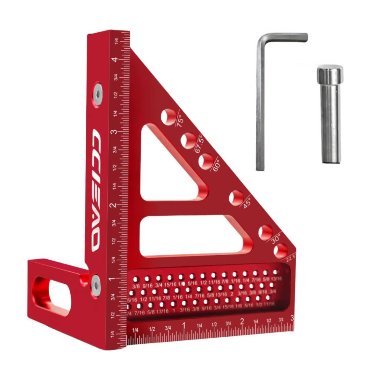 Règle de mesure multi-angles 3D - Métrique et impérial - Équerre rapporteur en alliage d'aluminium 4