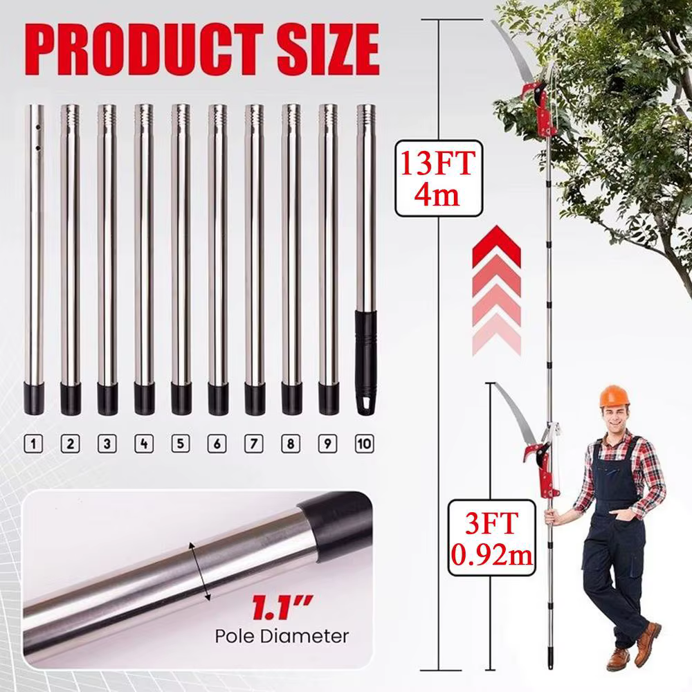 Scie de taille télescopique avec scie d'élagage, ensemble d'outils de jardin avec poignée, sécateur 