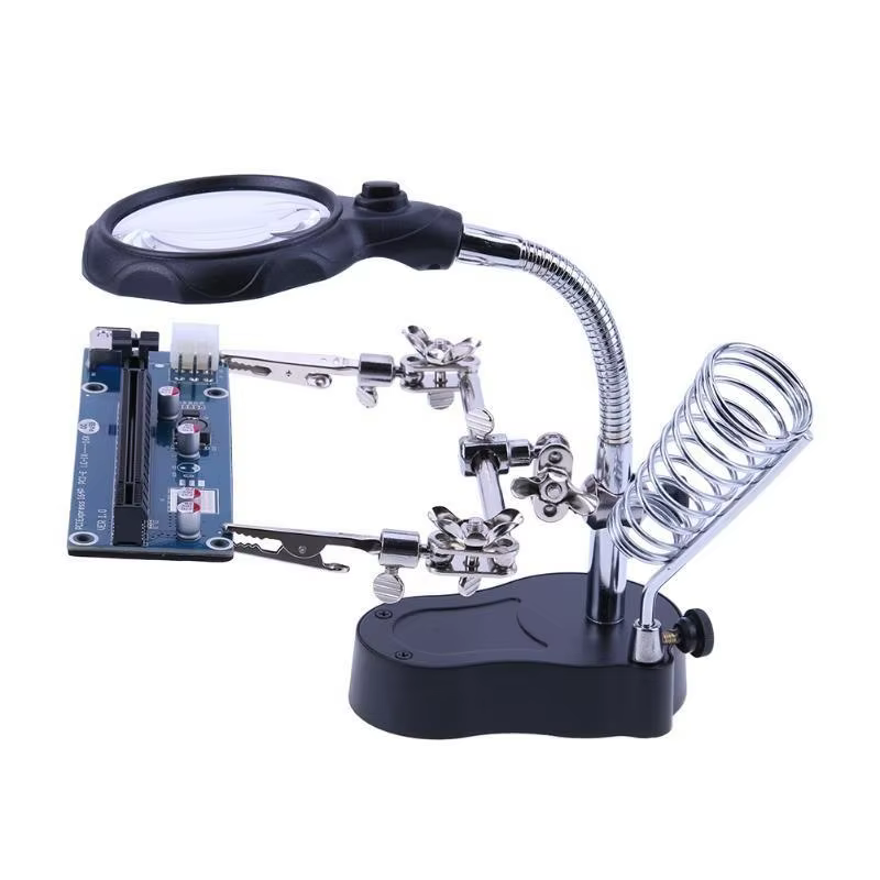 Loupe de bureau Loupe de soudage support LED outil de réparation de soudure Loupe troisième main pou