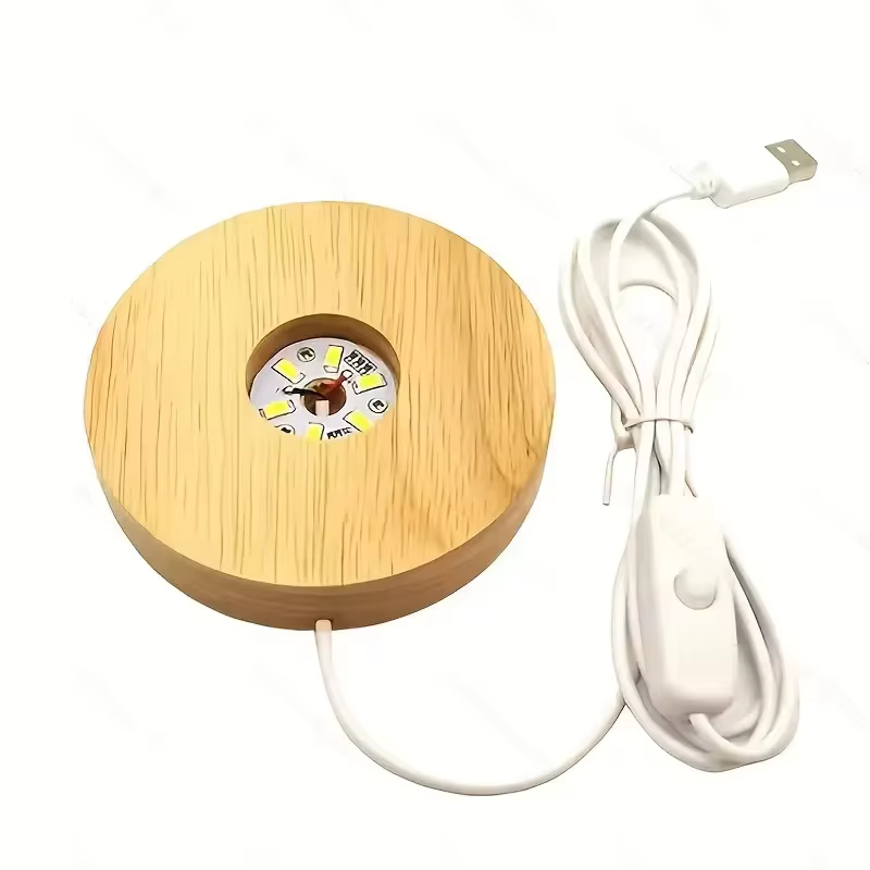 Lampes décoratives de bureau en bois, Base lumineuse, veilleuse Led en bois, présentoir Usb, support
