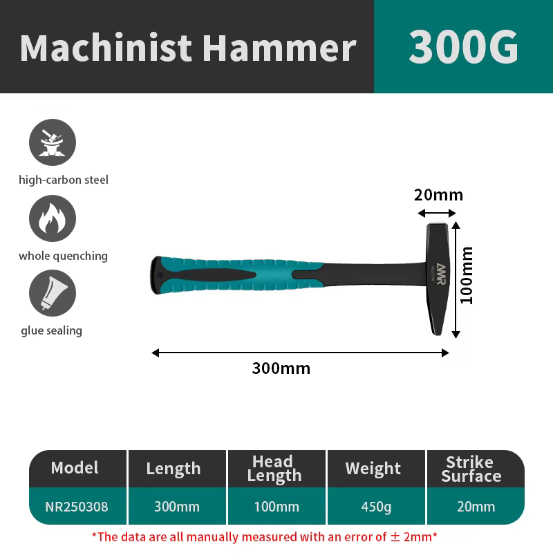 AMR Machinist Engineers marteau outils de quincaillerie marteau à tête plate en acier forgé marteau 