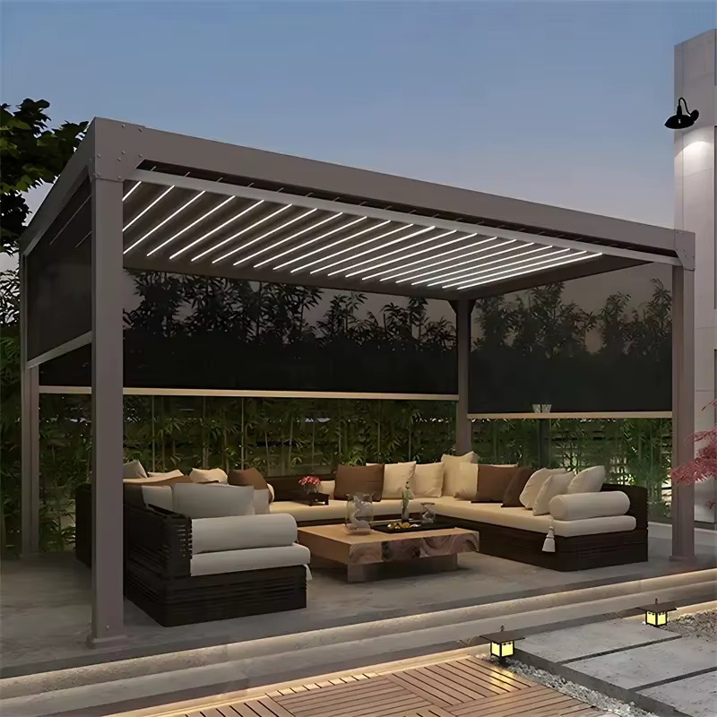 Roofs rétractables imperméables extérieurs Pergolas de luxe Pergola à persiennes en aluminium motori