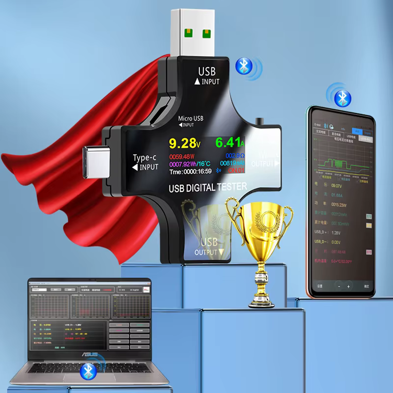 Testeur USB TFT couleur Bluetooth type-c PD voltmètre numérique compteur de courant ampèremètre tens