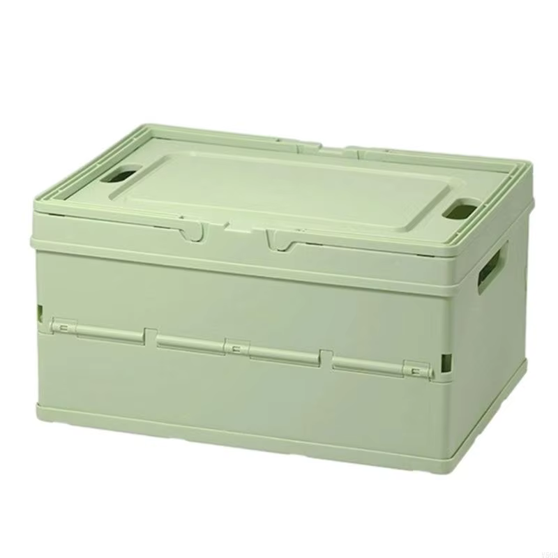 Boîte rangement avec couvercle, panier pique-nique pliable avec poignées latérales pour étagère plac