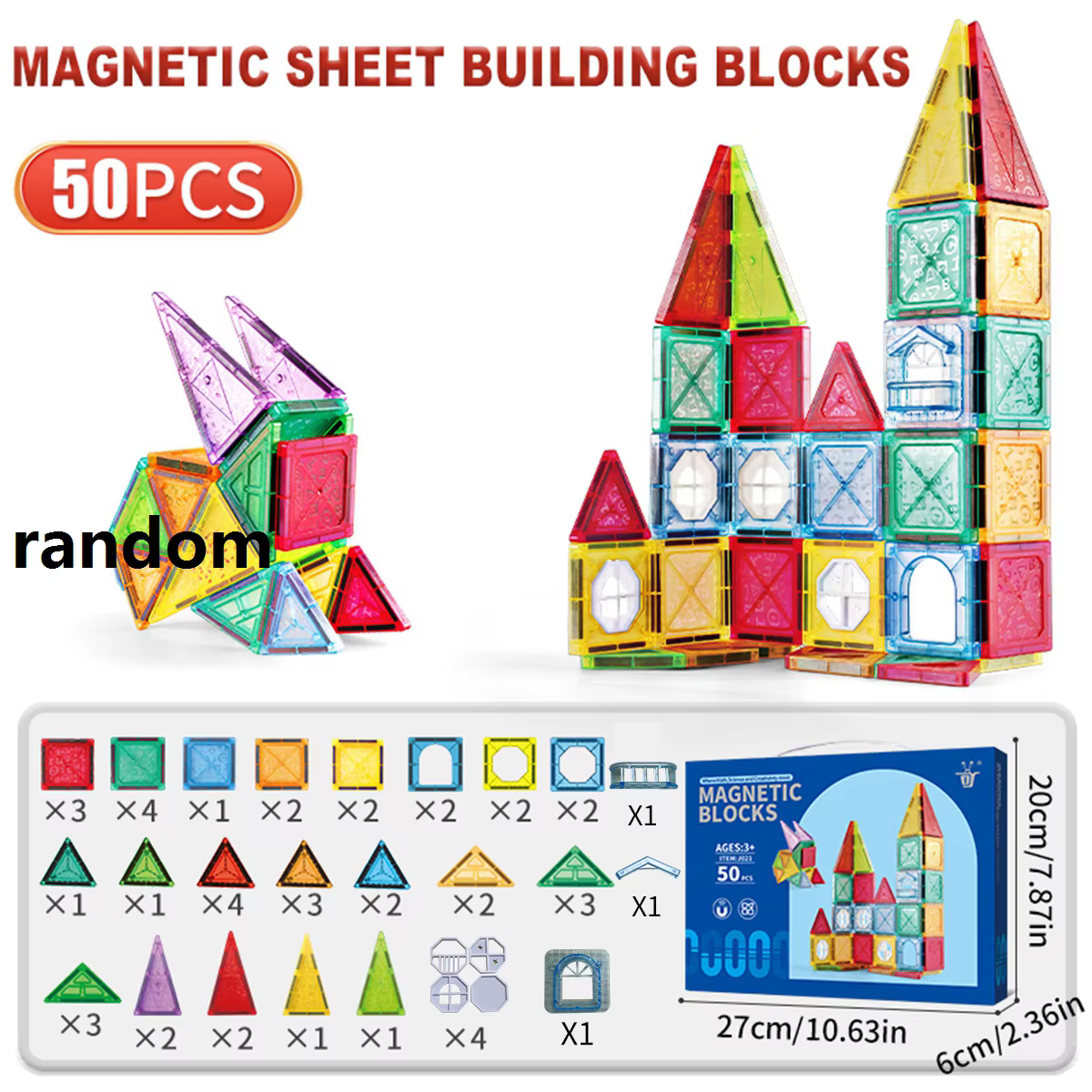 Carreaux magnétiques pour enfants âgés de 3 à 5 à 4 à 8 ans, jouets magnétiques pour 3 4 5 6 7 8 ans