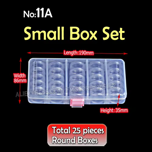 Boîte ronde d'accessoires d'art d'ongle, minuscules bouteilles transparentes avec bouchon à vis pour