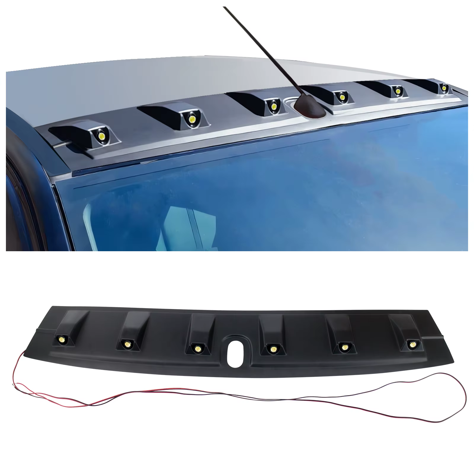 Aileron de toit avant LED noir pour Ford Ranger Raptor, barre lumineuse de couverture de Spomicropho