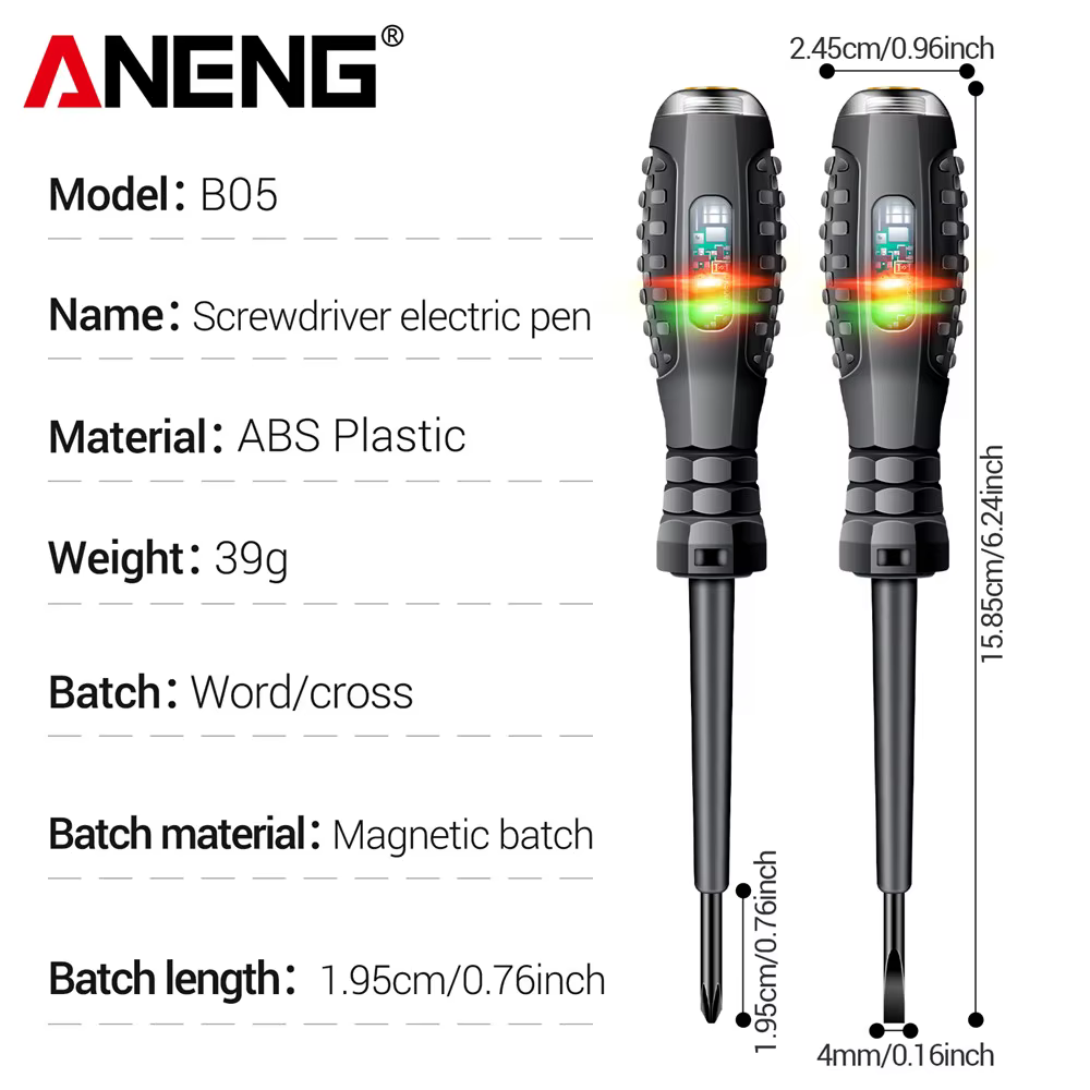 ANENG B05 mot/tournevis croisés indicateur d'ampoule néon compteur stylo électrique isolé électricie