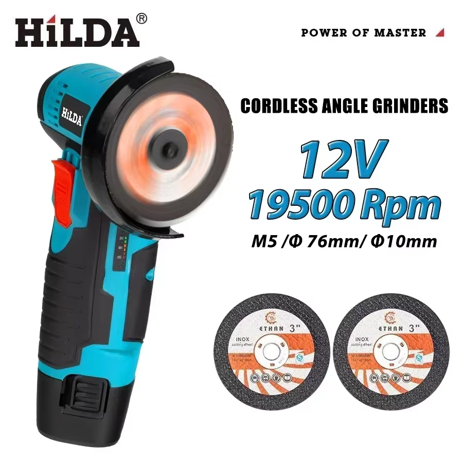 HiLDA 12V/3 Pouces Lithium Électrique Angle Grinder Mini Petit Ménage De Poche Machine De Découpe Po