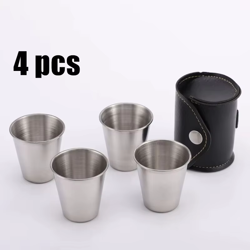Tasse à Vodka, étui en PU 304, gobelet à vin en acier inoxydable, taille Portable, tasse à liqueur p