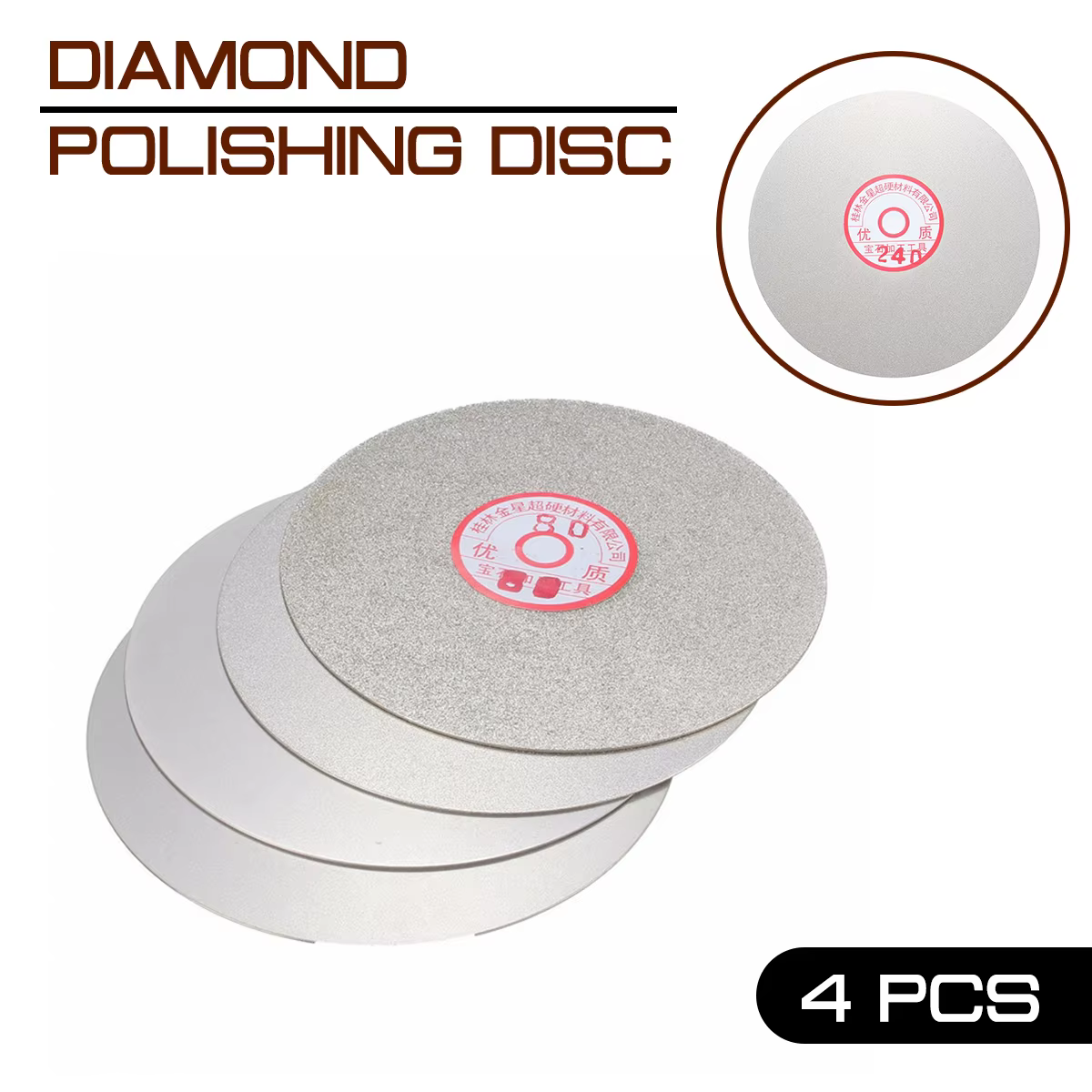 4 pièces/ensemble disque de polissage diamant 600 800 1200 3000 grain lapage meulage 6 "disque de me