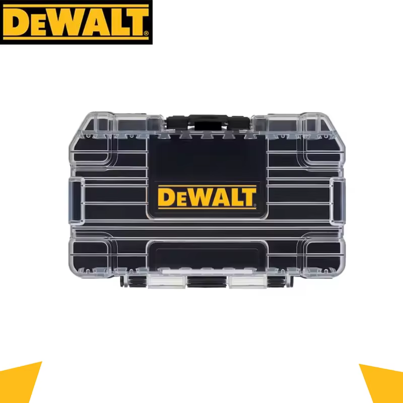 DEWALT TSTAK Noir Moyen, 148×85×40mm Boîte de rangement portable en plastique noir/transparent