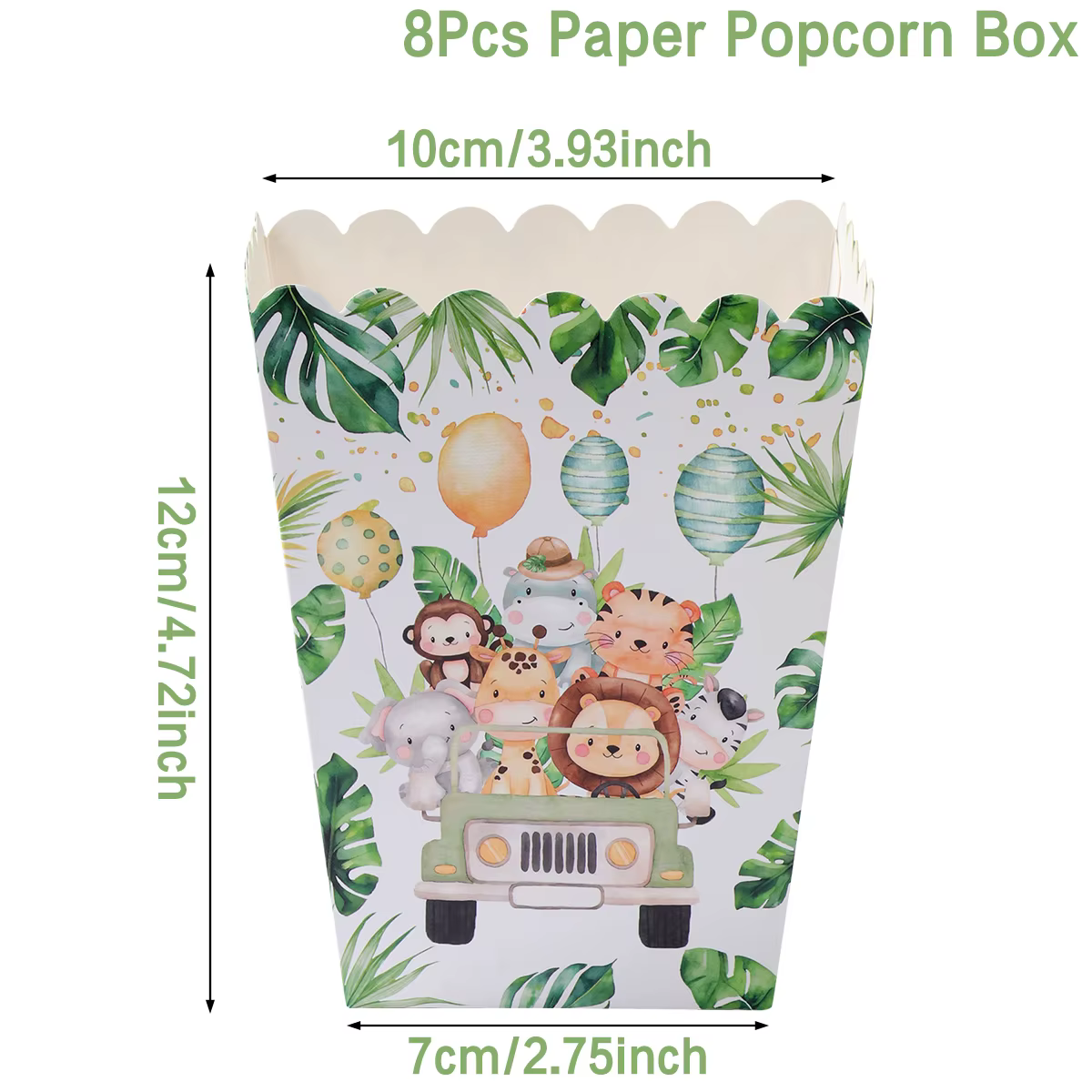 Boîtes à pop-corn pour animaux de la Jungle, boîtes à friandises du Zoo, fournitures de fête d'anniv