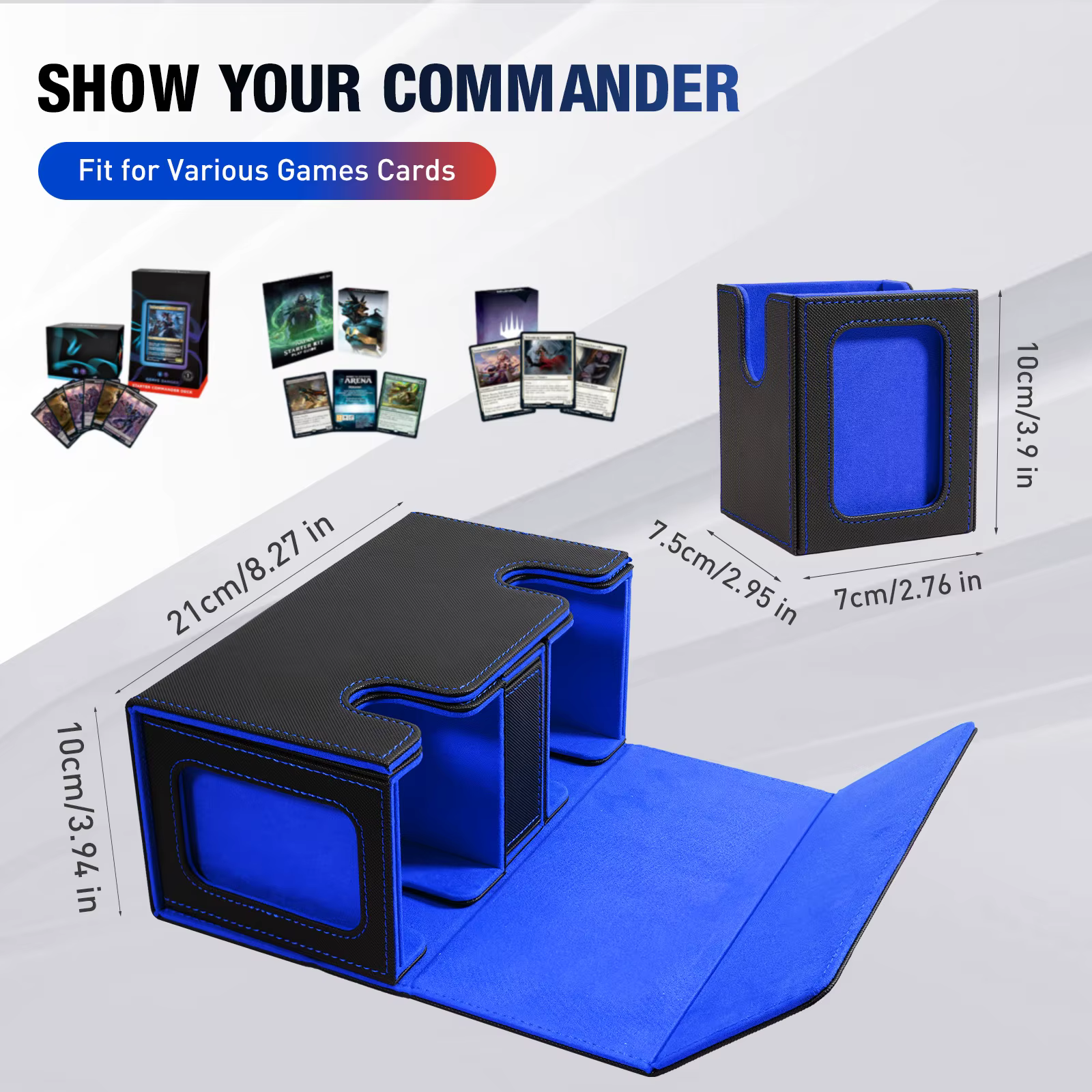 MTG Deck Box Commander Deck Case Convient plus de 200 cartes à double manche Boîte de rangement de c