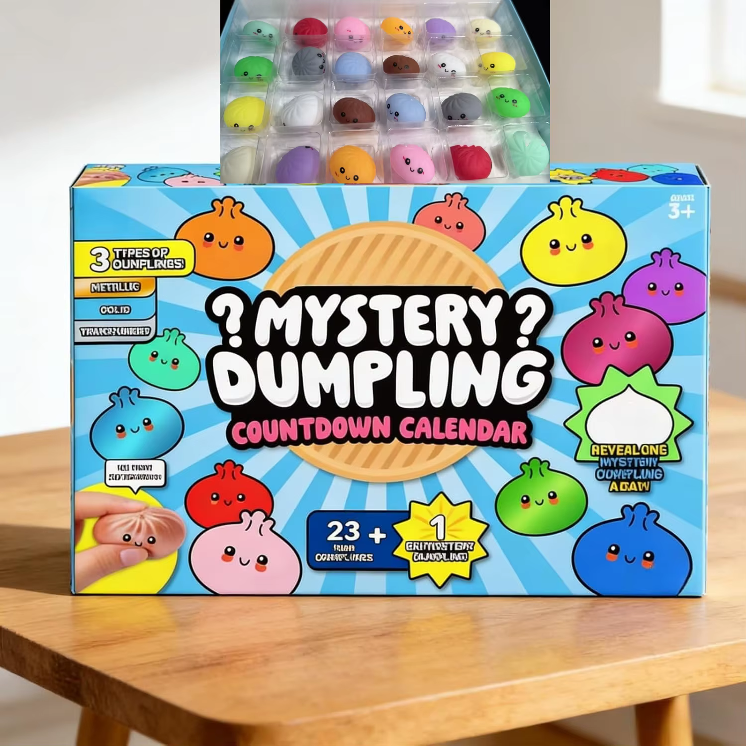 Nouvelle Boîte Mystère Calendrier de l'Avent, 24 Pièces de Dumplings Surprise Doux, Bao Bun Anti-Str