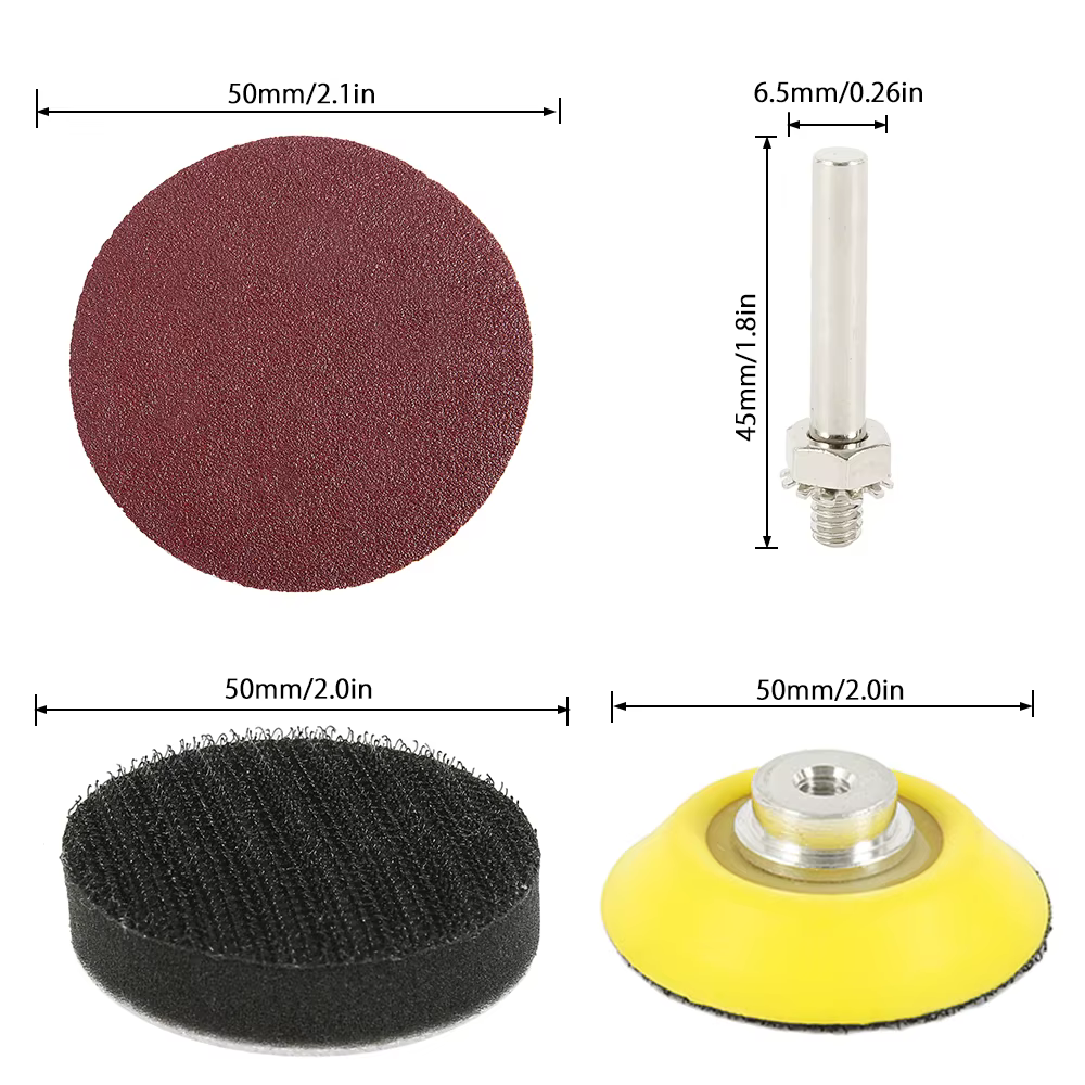 300 pièces 50mm disque de ponçage 2 pouces 60-3000 grains papiers de verre tampons de ponçage Kit po
