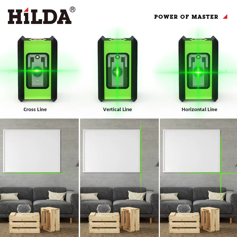 HILDA niveau Laser 2 lignes croix niveau vert Laser niveau Laser à niveau horizontal et vertical aut