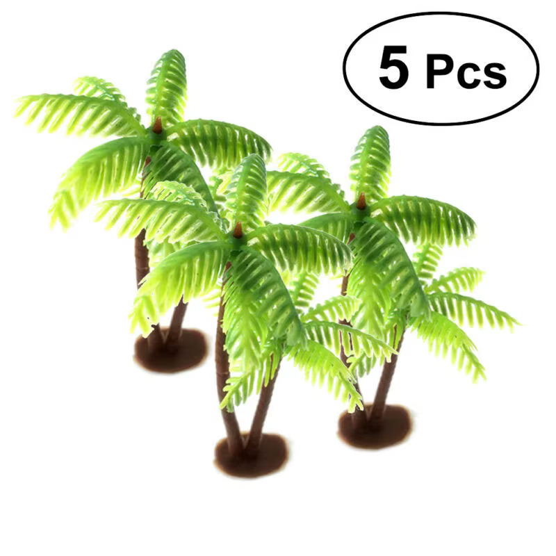 Mini plante de cocotier en plastique, 5 pièces, artisanat Micro paysage, décor d'aquarium, Figurines