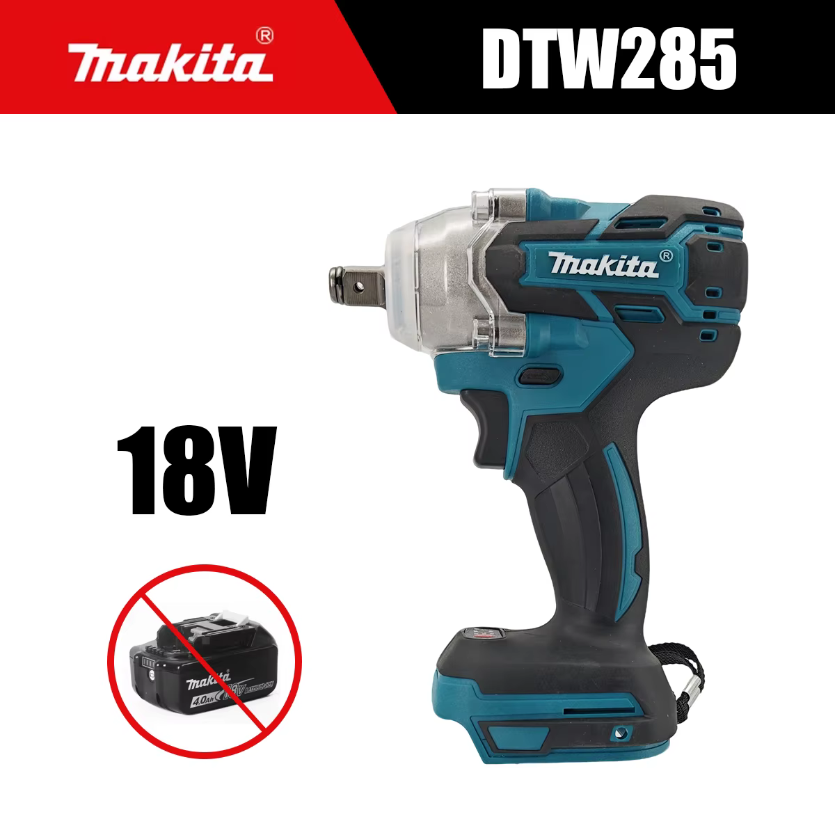 Clé à chocs sans fil Makita DTW285, moteur sans balais 18V, clé électrique à vitesse variable 300Nm,