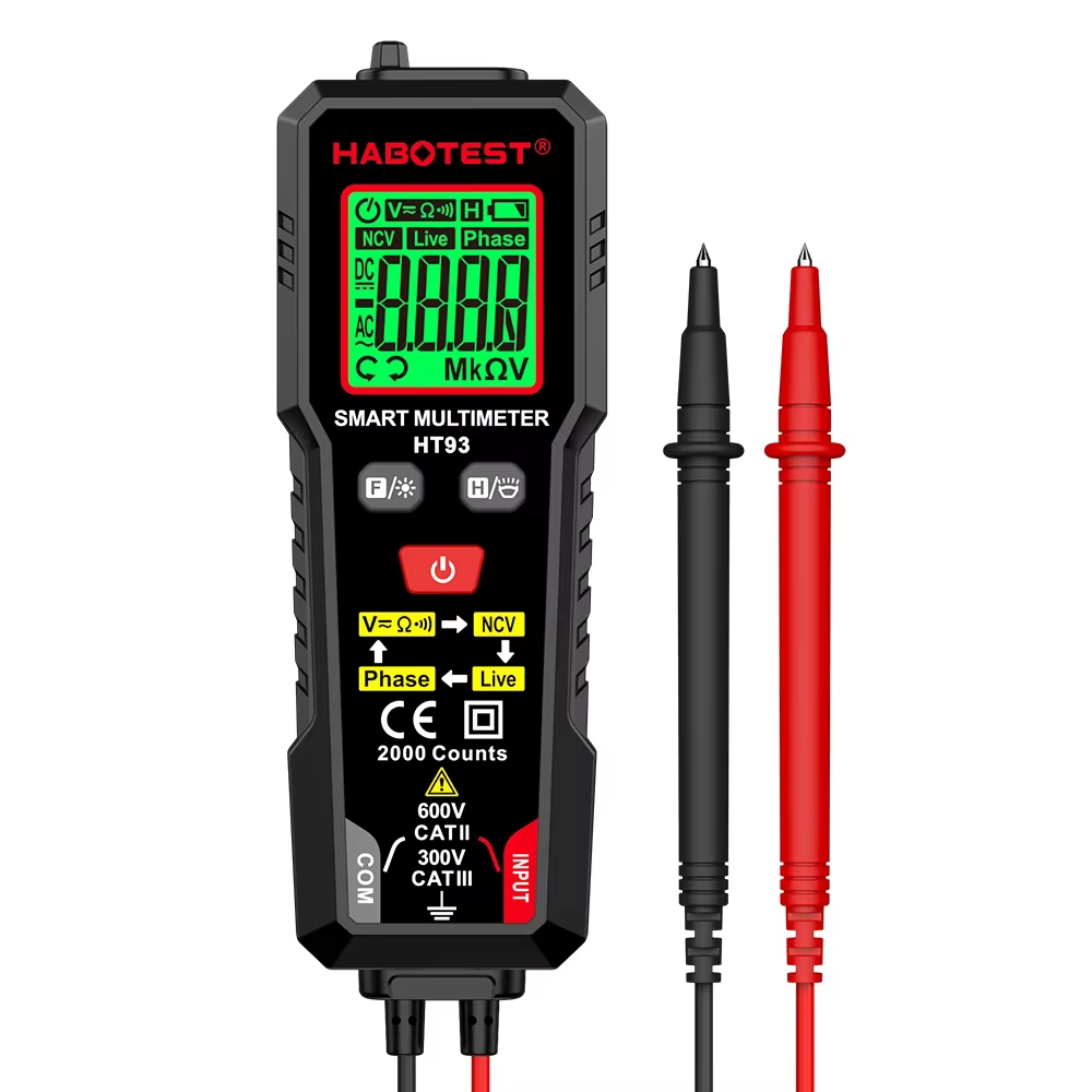 Multimètre numérique intelligent HT93, testeur de tension avec test de fil en direct NCV, mesure de 